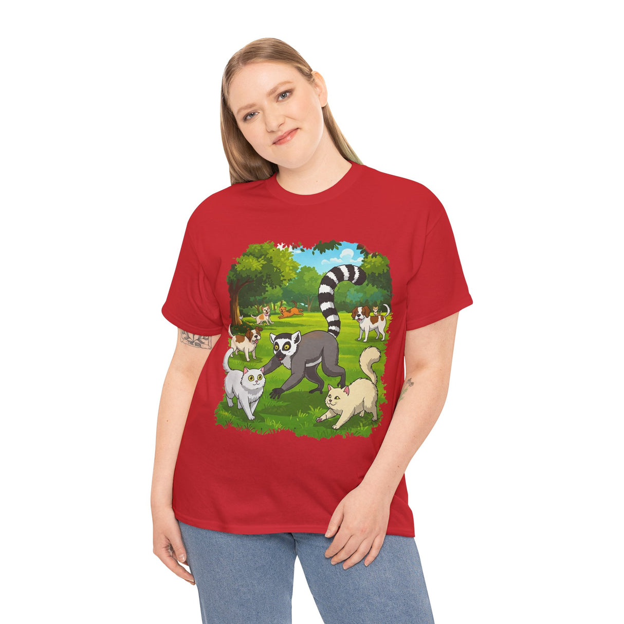 Winaye Animal Playtime Unisex Heavy Cotton T-Shirt