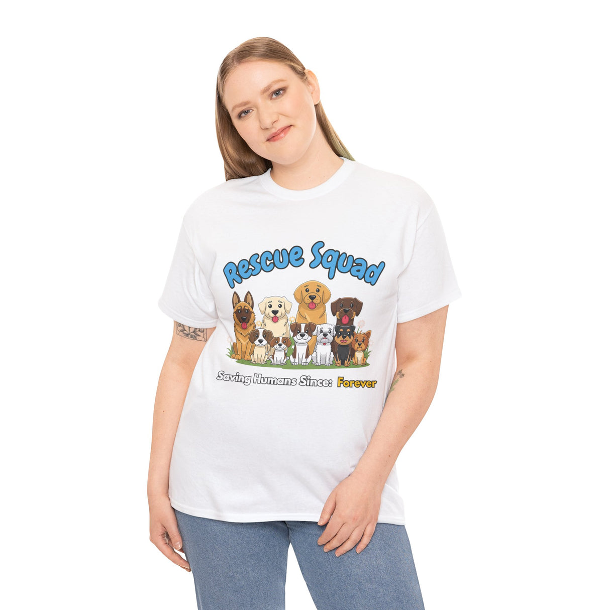 Winaye Rescue Squad Dog Lovers - Unisex Heavy Cotton Shirt for Animal Advocates