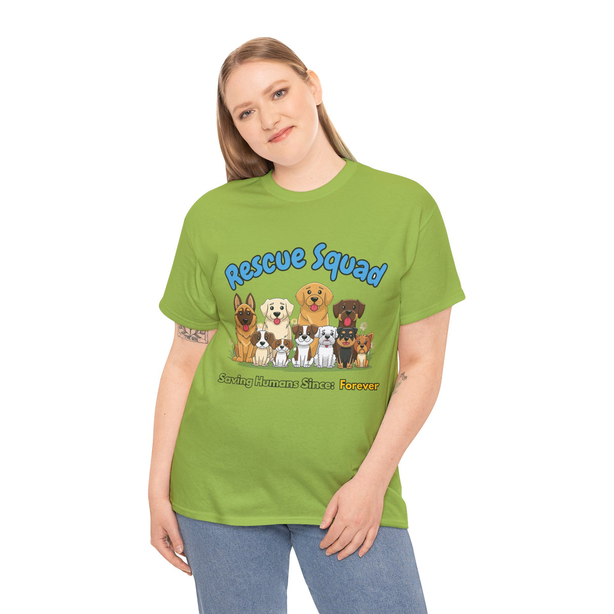 Winaye Rescue Squad Dog Lovers - Unisex Heavy Cotton Shirt for Animal Advocates