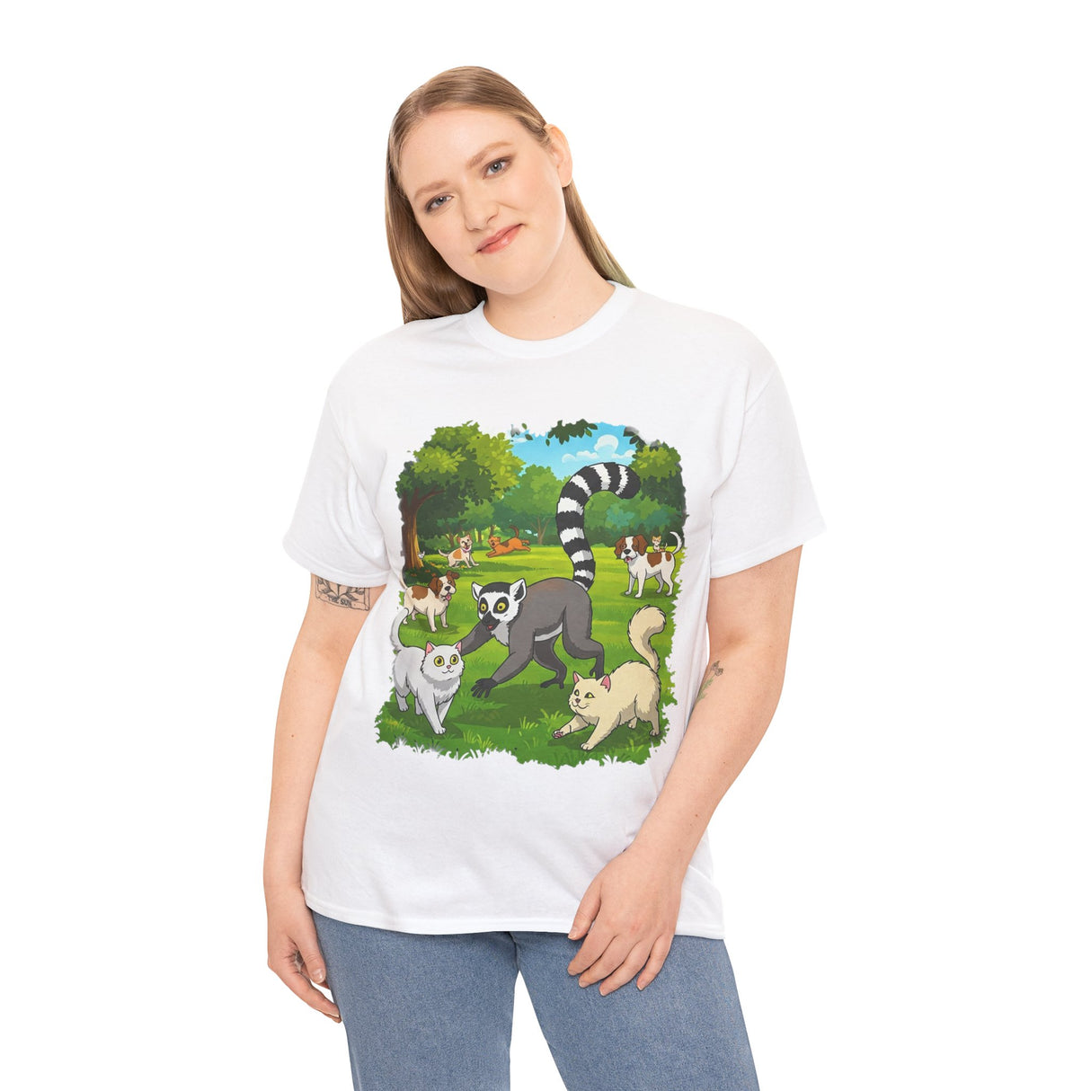 Winaye Animal Playtime Unisex Heavy Cotton T-Shirt