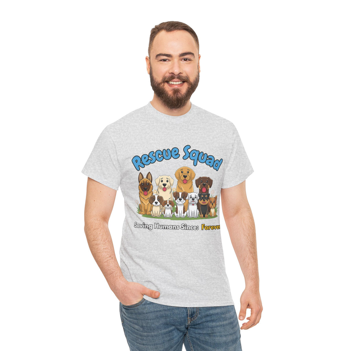 Winaye Rescue Squad Dog Lovers - Unisex Heavy Cotton Shirt for Animal Advocates