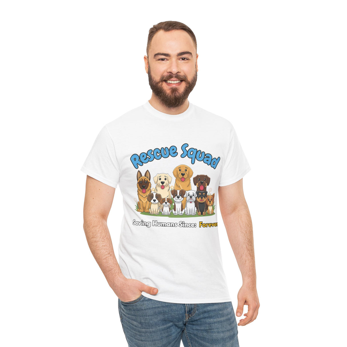 Winaye Rescue Squad Dog Lovers - Unisex Heavy Cotton Shirt for Animal Advocates